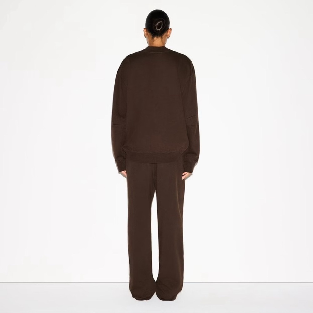 NWT Skims Boyfriend Fleece Espresso Brown Half-Zip Pullover Sweatshirt Small - Picture 3 of 8